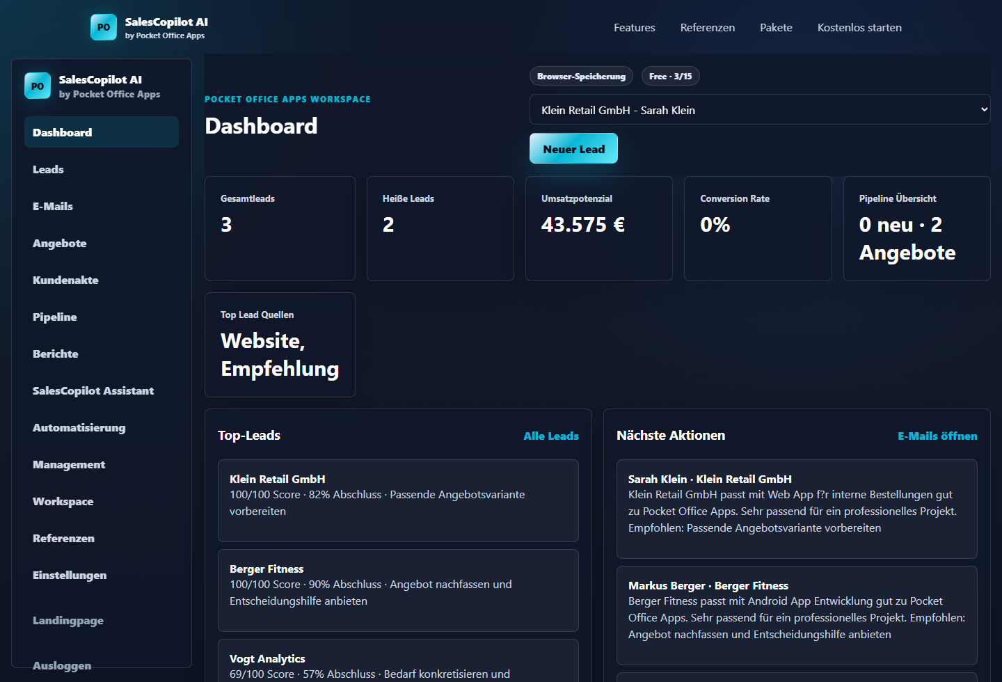 SalesCopilot AI Dashboard Screenshot